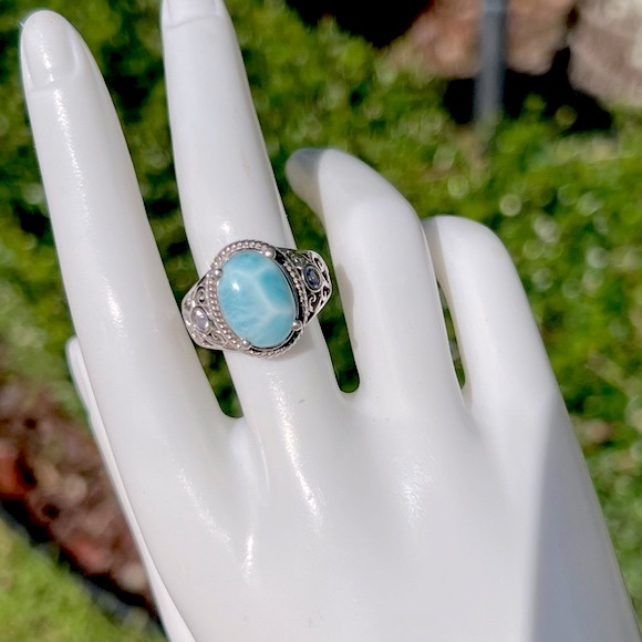 Larimar and Tanzanite Sterling Silver Ring - Picture 12 of 12